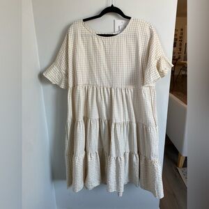 Cream Gingham Dress